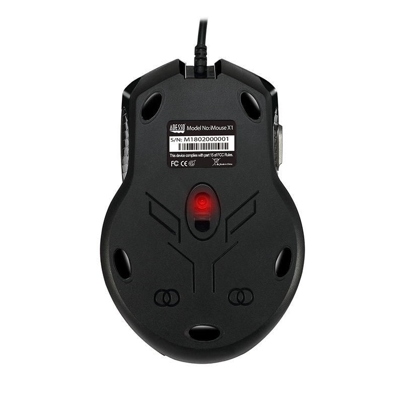 Adesso IMOUSE X1 Gaming Mouse - USB - Optical - 6 Button(s) - Black, Grey - Right-handed